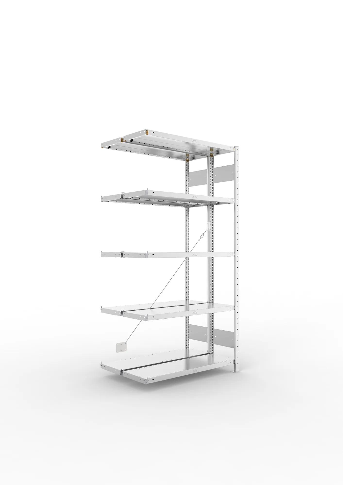 META CLIP | Fachbodenregal | Doppel-Anbauregal | 2000 x 1000 x 300 mm | Fachlast 230 kg | 4+1 Ebenen | verzinkt