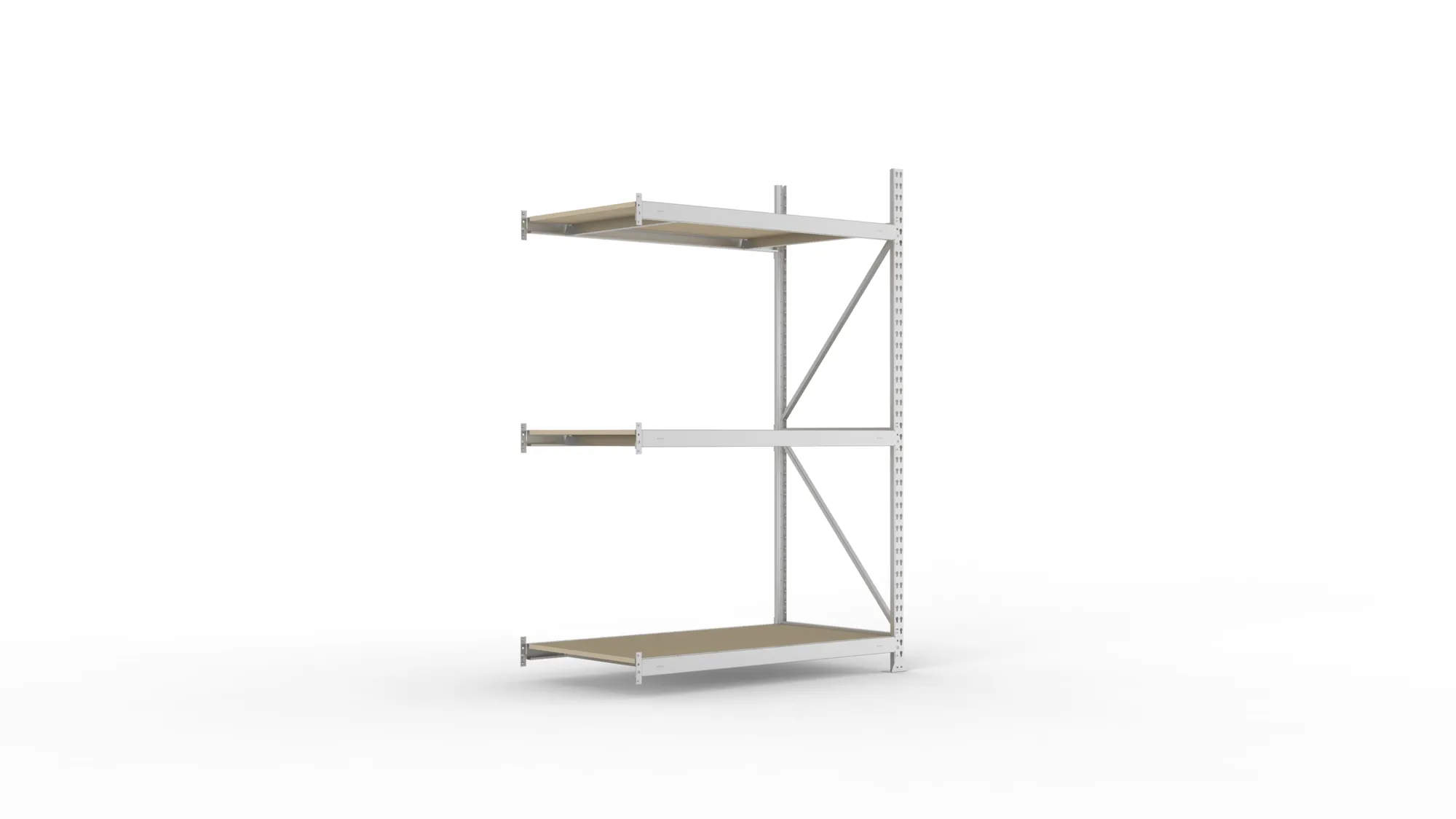 META MINI-RACK Weitspannregal | Anbauregal | 2200 x 1400 x 800 mm | Fachlast 600 kg | Spanplattenböden | 3 Ebenen