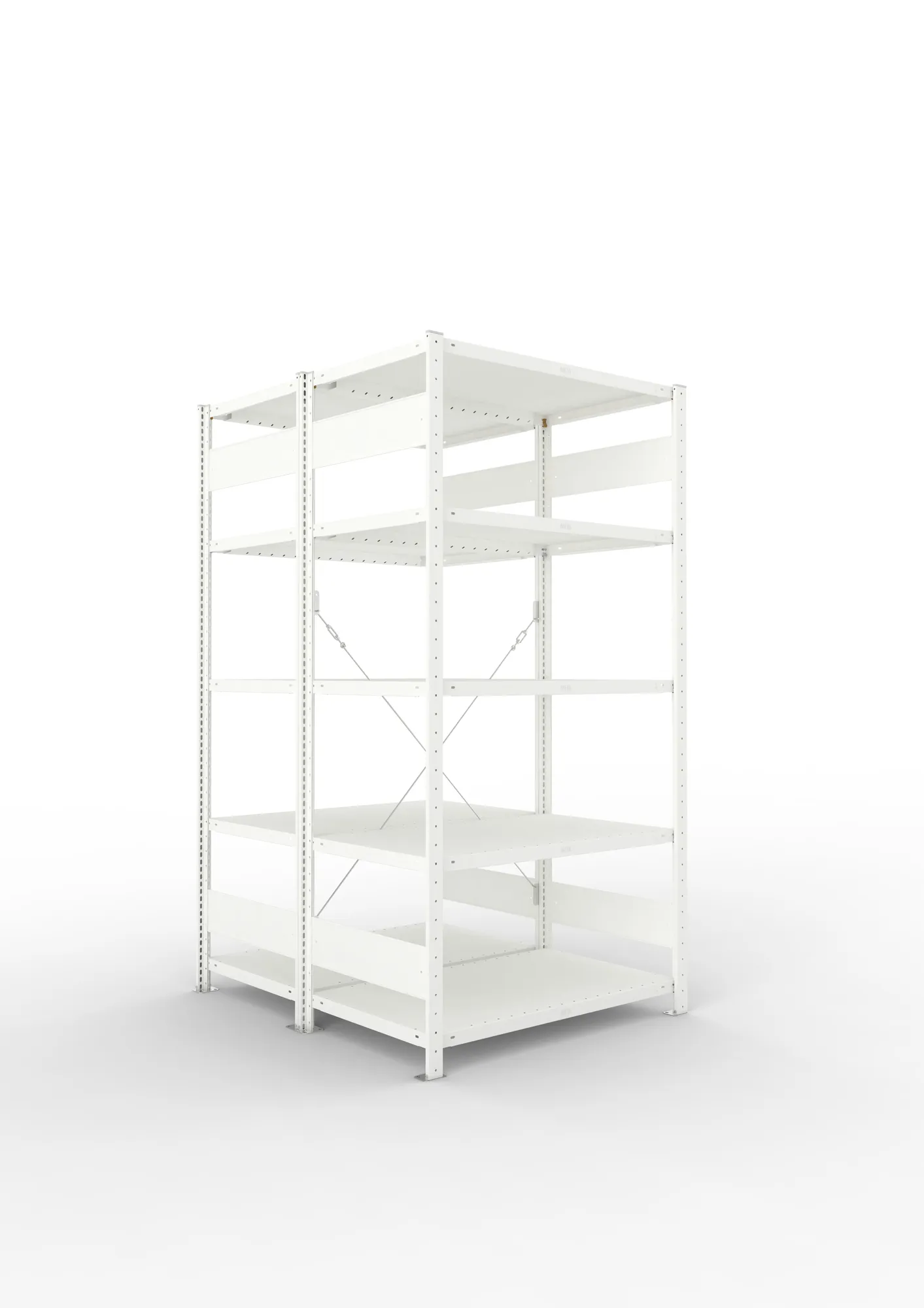 META CLIP | Fachbodenregal | Doppel-Grundregal | 2000 x 1000 x 600 mm | Fachlast 230 kg | 4+1 Ebenen | RAL 7035